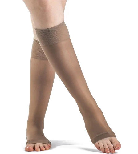 Sigvaris 120C Sheer Fashion, 15-20 mmHg, Knee High, Open Toe