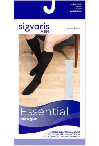 Sigvaris 862C/S Men's Ribbed Opaque, 20-30 mmHg, Knee High w/Silicone Top Band - Image 3