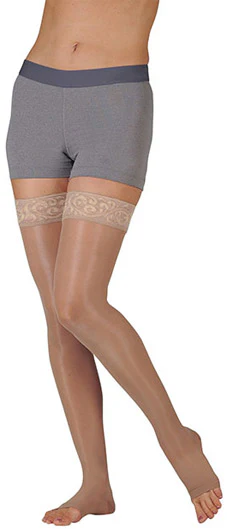 Juzo Naturally Sheer Thigh High, 30-40 mmHg, 5 cm Silicone Band, Open Toe (2102AGSB) - Image 4