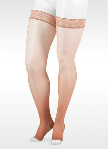 Juzo Naturally Sheer Thigh High, 15-20 mmHg, 5 cm Silicone Band, Open Toe (2100AGSB) - Image 2