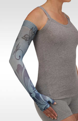 Juzo Soft Arm Sleeve w/Silicone Band (BUTTERFLY FLOWER BLUE)