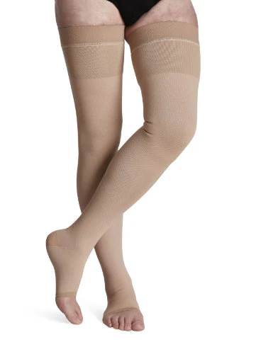 Sigvaris 503N Natural Rubber Thigh High 30-40 mmHg, Open Toe, Silicone Dot Band - Image 2