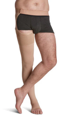 Sigvaris 504W Natural Rubber Thigh High w/Waist Attachment 40-50 mmHg, Open Toe - Image 3