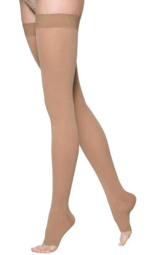 Sigvaris 863NO Unisex Opaque, 30-40 mmHg, Thigh High w/Silicone Band, Open Toe