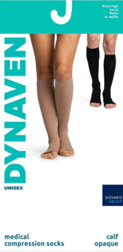 Sigvaris 971CO/S Unisex Dynaven Opaque, 15-20 mmHg, Knee High, Open Toe w/Silicone Top Band - Image 3