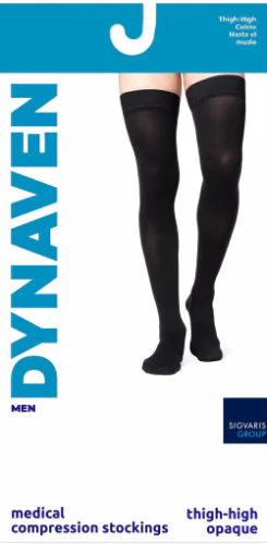 Sigvaris 971N Men's Dynaven Opaque, 15-20 mmHg, Thigh High, Closed Toe - Image 3