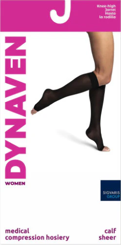 Sigvaris 982CO Women's Dynaven Sheer, 20-30 mmHg, Knee High, Open Toe - Image 3