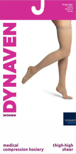 Sigvaris 982N Women's Dynaven Sheer, 20-30 mmHg, Thigh High, Closed Toe - Image 3